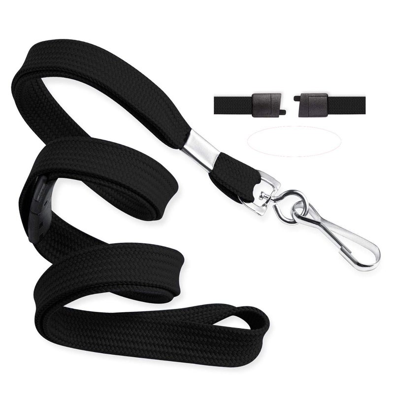 MIFFLIN-USA Flat Breakaway Safety Lanyard for ID Badges (Black, 36 Inch, 5 Pack), Soft Woven Neck Line - Image 1